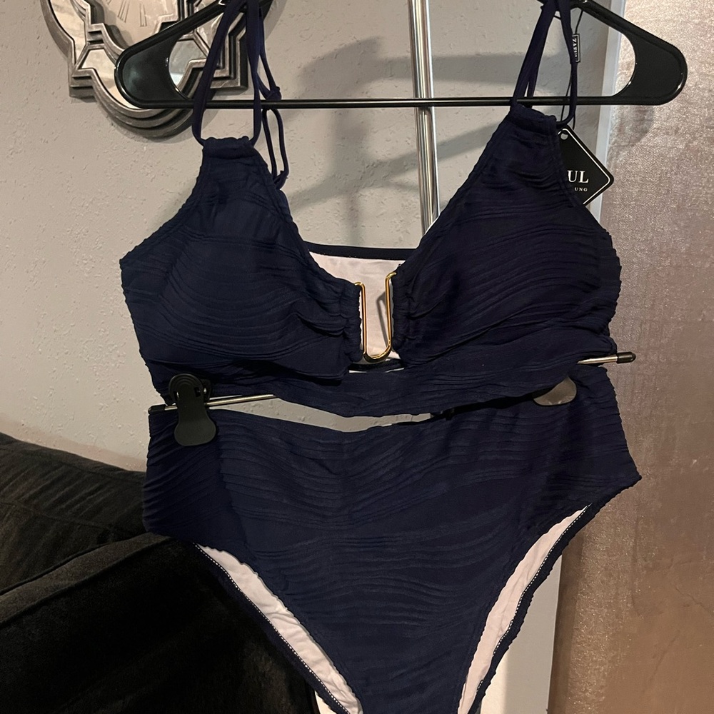 Zaful Navy and White Bikini